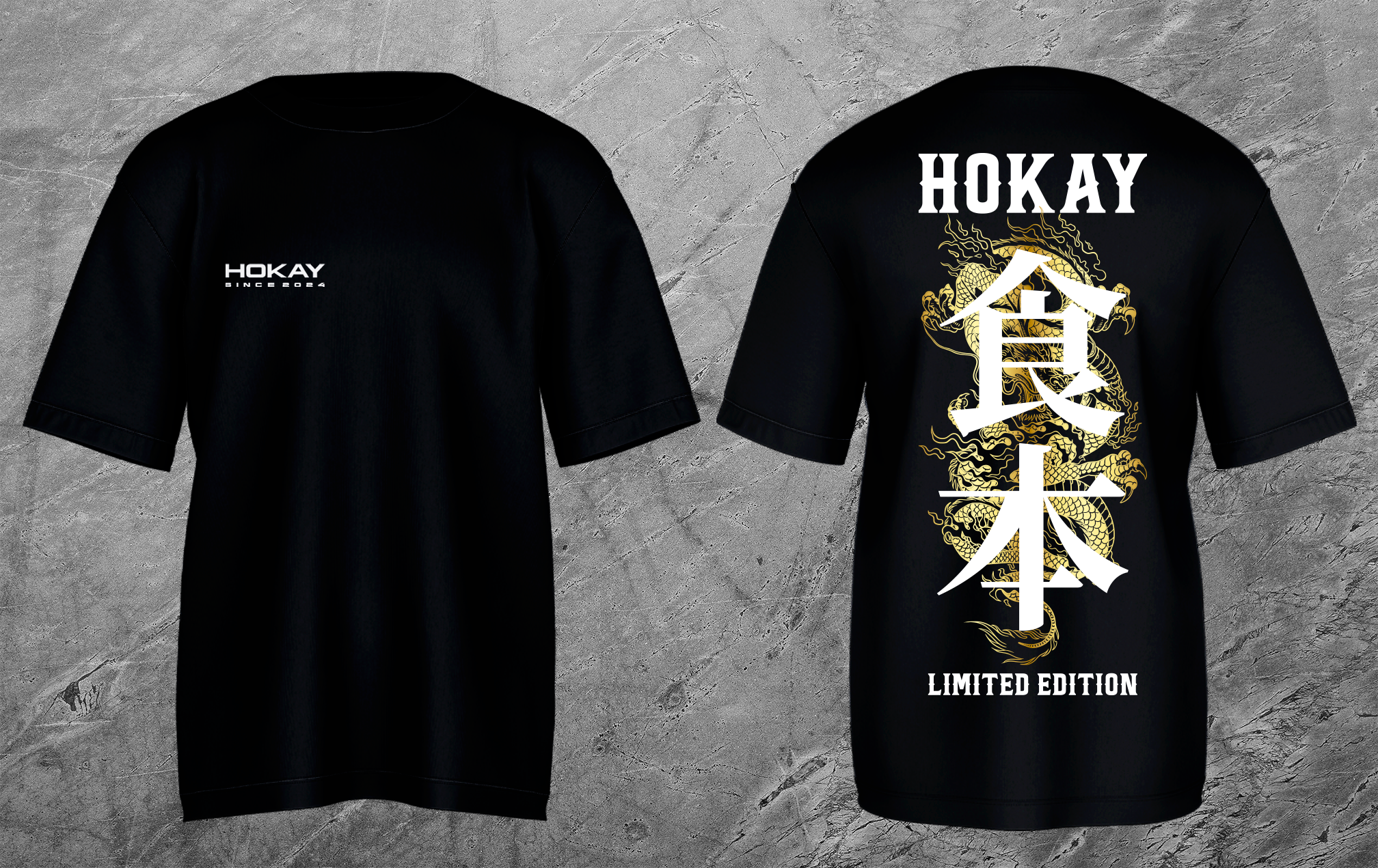 Camiseta Oversized Heavy Hokay Dragão Kanji